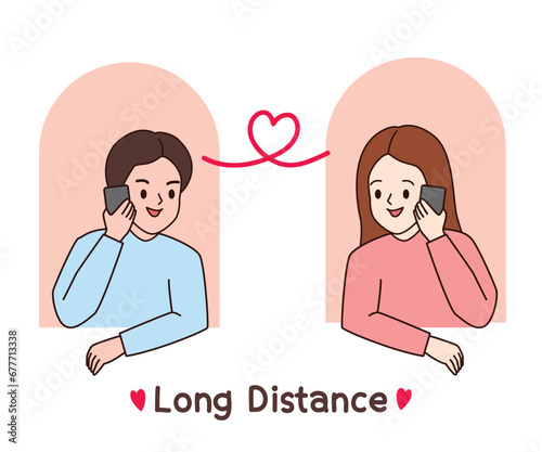 man and woman calling. relationship, romantic moment, keep connection. Long distance concept