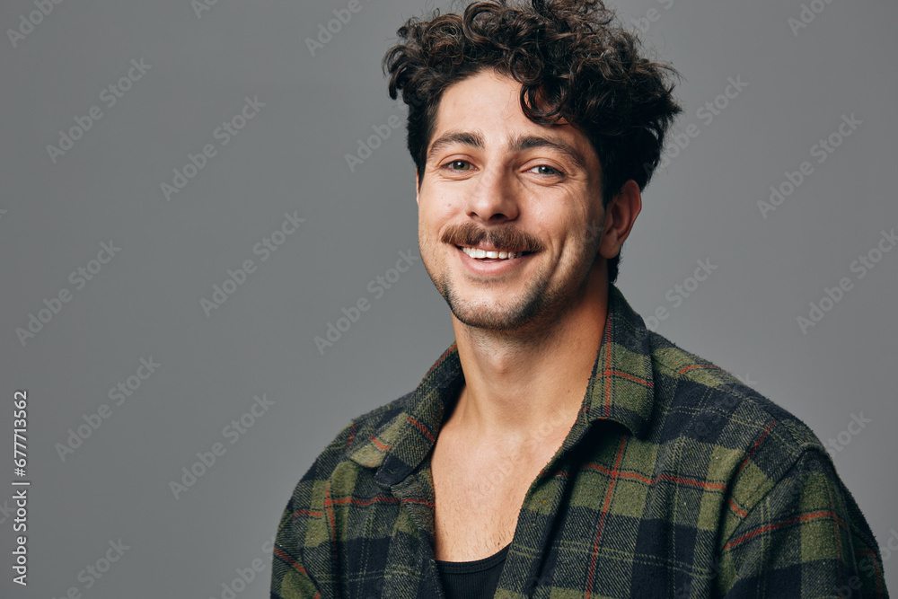 Obraz premium Man face hipster fashion smile portrait