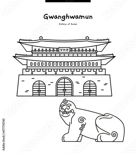 This is Gwanghwamun in Gyeongbokgung Palace, the palace of Joseon in Korea. It is a representative landmark of Seoul.