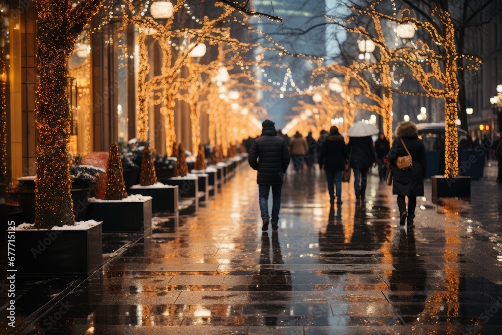 Christmas illumination on a winter street in the city