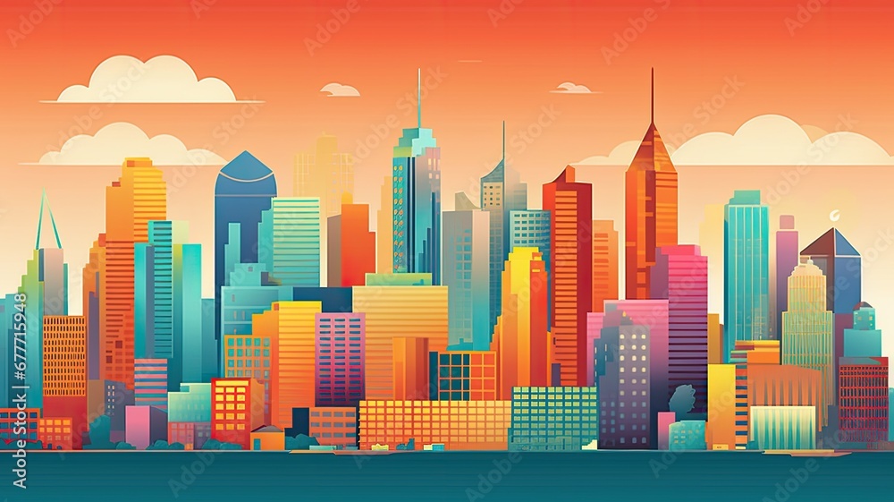A retro-inspired, limited-color risograph illustration that captures the essence of iconic cityscapes from around the world...ng the essence of iconic urban landscapes around the world