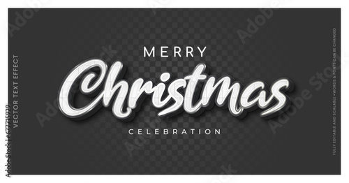 vector editable 3d text effect merry christmas with a white and gray color theme
