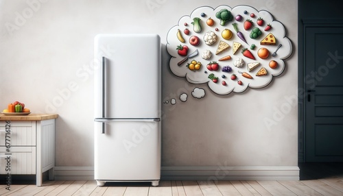 dreamy fridge imagines a feast of delights, a whimsy of culinary desire