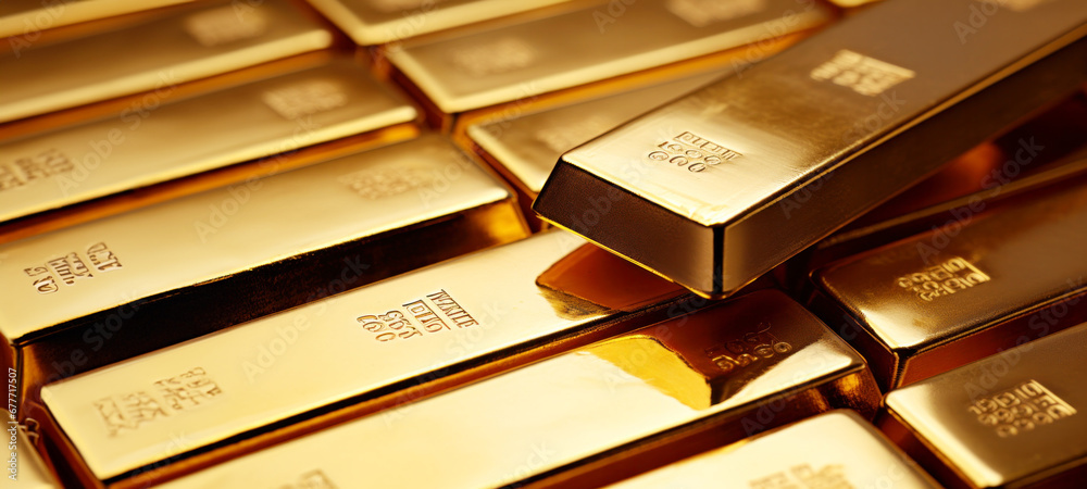 Stacks of pure gold bullion bar on dark background. Represent business and finance concept idea, Large cast investment gold ingot. Swiss gold Stacks of pure gold bullion bar on dark background. Represent business and finance concept idea, Large cast investment gold ingot. Swiss gold