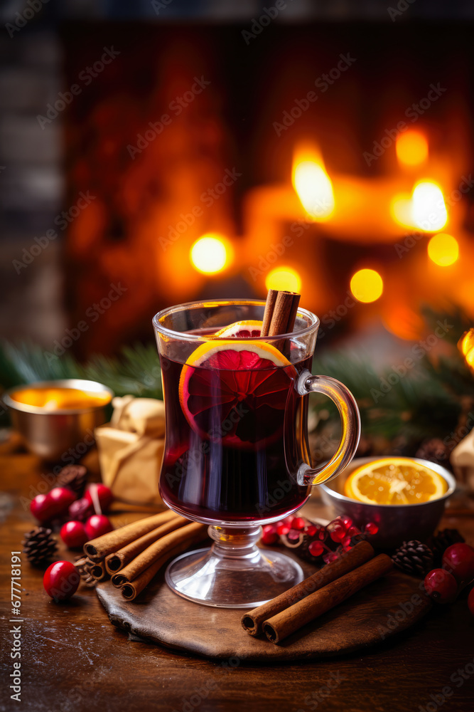 Delicious Mulled Wine, Festive Christmas Background Delicious Mulled Wine, Festive Christmas Background
