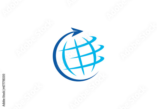 tour and travel logo design. airplane with earth icon vector illustration.