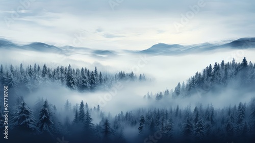 season scene fog panorama foggy illustration wilderness forest, tree gy, cold background season scene fog panorama foggy © vectorwin