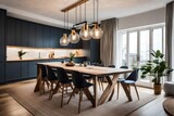 a Scandinavian-style pendant light as the focal point of your dining area