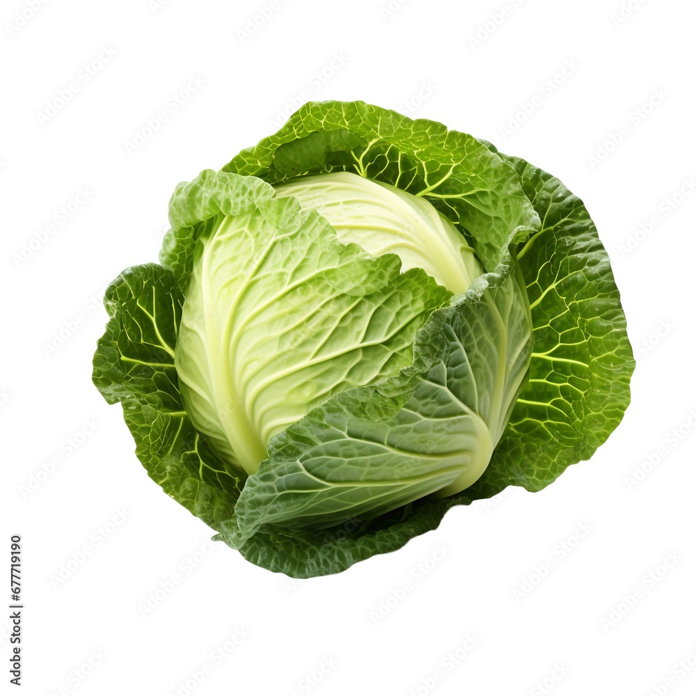 Obraz premium Fresh green cabbage isolated on transparent background