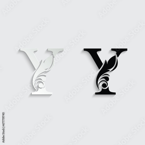 letter Y. flower letters. Vintage ornament initial Alphabet. Logo vector 