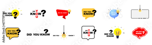 Did you know text in different style. Banner, label, sticker illustration