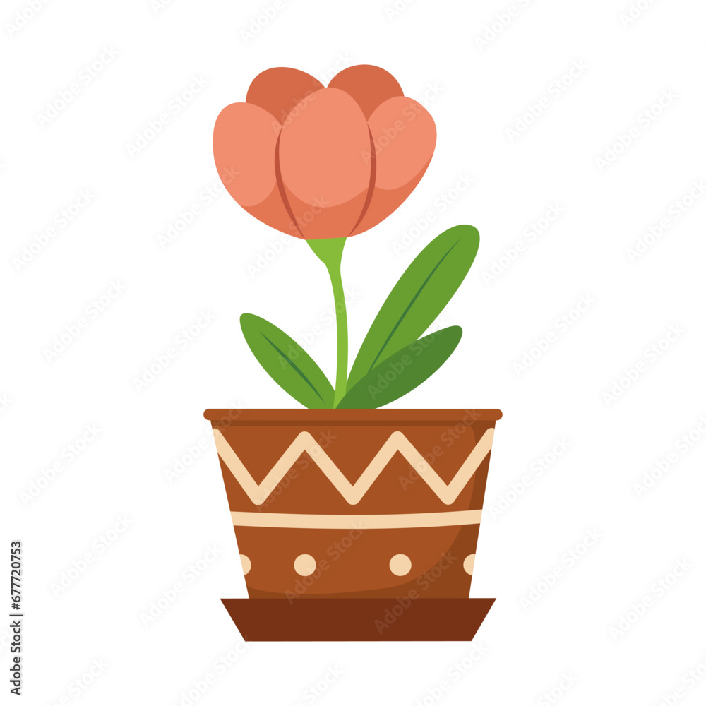 Vector illustration of flower in ceramic pot