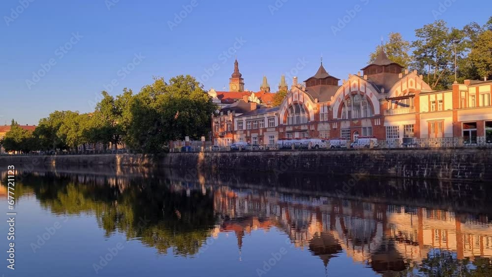 View of the romantic riverfront with historic buildings View of the romantic riverfront with historic buildings
