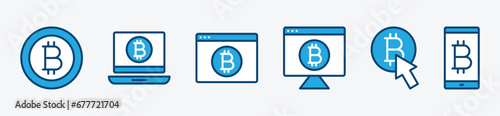 Bitcoin cryptocurrency icon set. Cryptocurrency icon symbol. Vector illustration