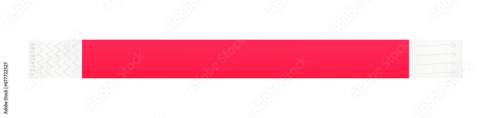 Pink cheap empty bracelet or wristband. Sticky hand entrance event paper bracelet isolated. Template or mock up suitable for various uses of identification. Events bracelets. Vector illustration - obrazy, fototapety, plakaty 