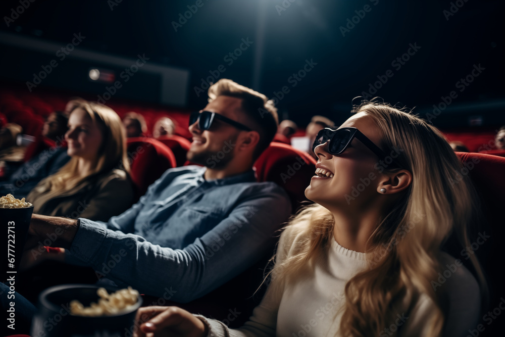 a couple in the cinema watching a movie a couple in the cinema watching a movie