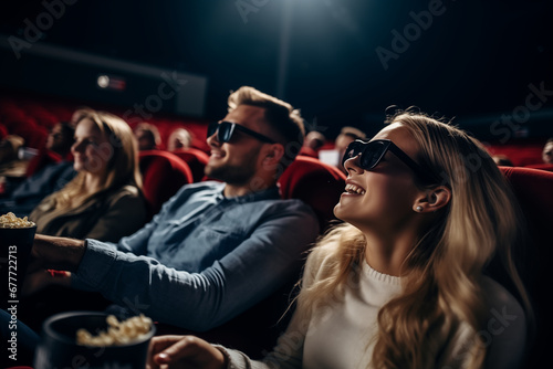 a couple in the cinema watching a movie