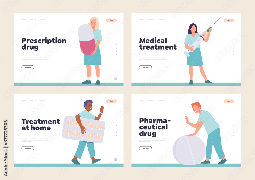 Landing page design template for online medical services, clinic laboratory, pharmacy drugstore