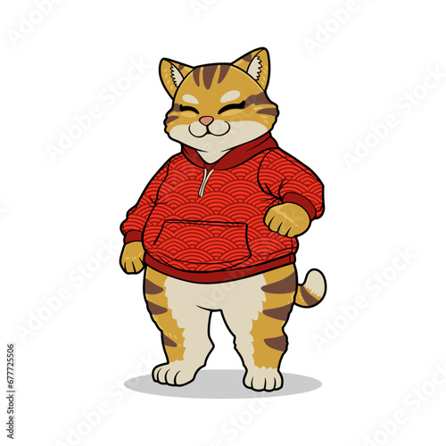 Funny and Cute Ginger Tabby Cat mascot character vector