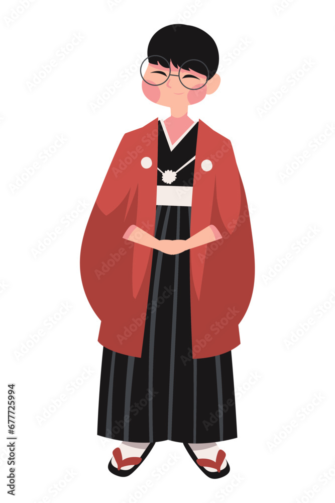 coming of age day japanese man illustration