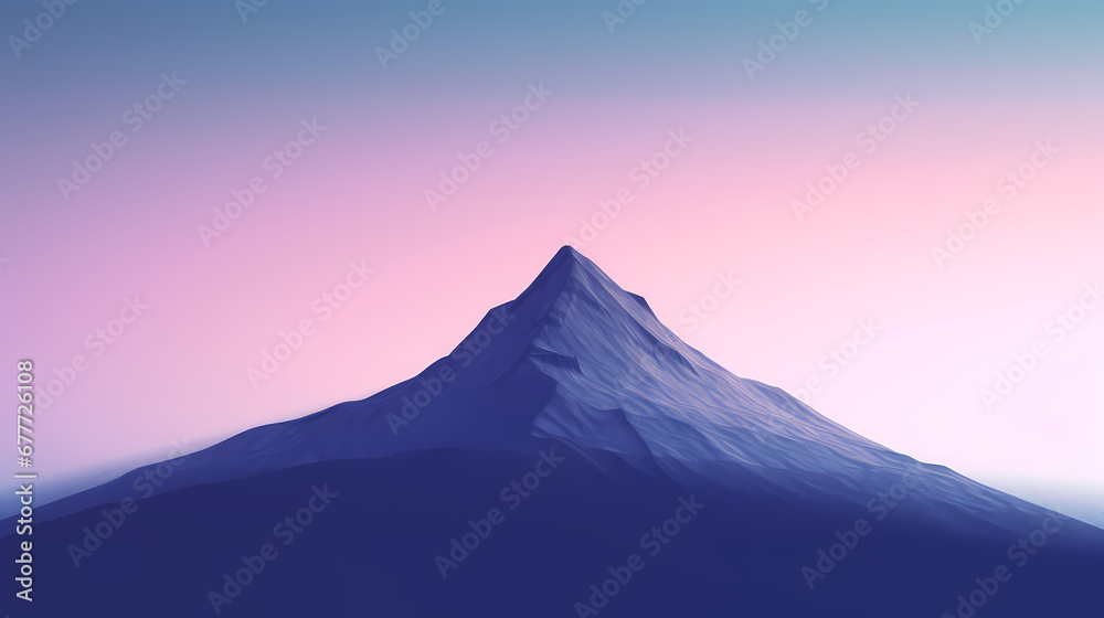 Simple background, single mountain peak under gradient sky abstract poster web page PPT background, digital technology background