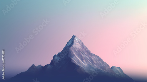 Simple background, single mountain peak under gradient sky abstract poster web page PPT background, digital technology background photo