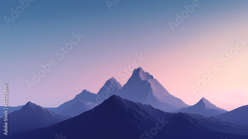 Simple background, single mountain peak under gradient sky abstract poster web page PPT background, digital technology background