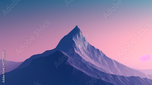 Simple background  single mountain peak under gradient sky abstract poster web page PPT background  digital technology background