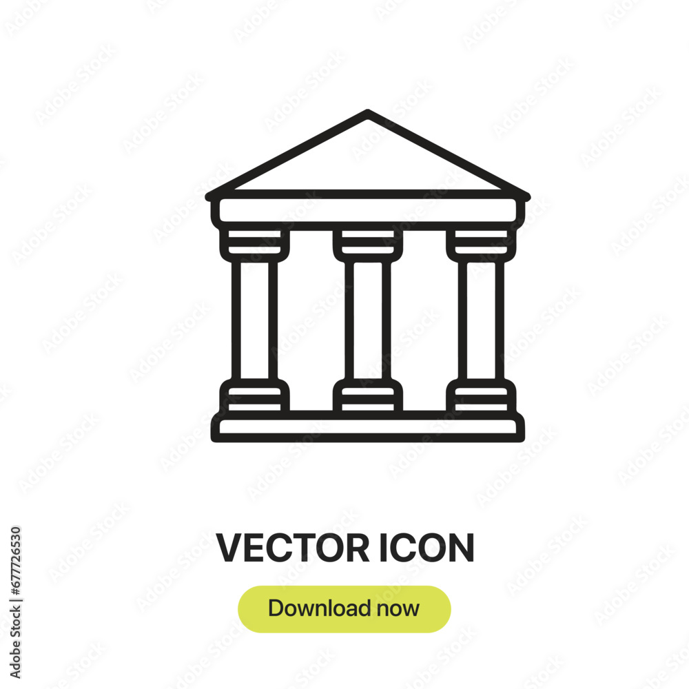 Museum icon vector. Linear-style sign for mobile concept and web design. Museum symbol illustration. Pixel vector graphics - Vector.
