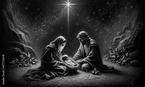 Nativity's Cradle of Hope: The Humble Beginnings of a King. photo