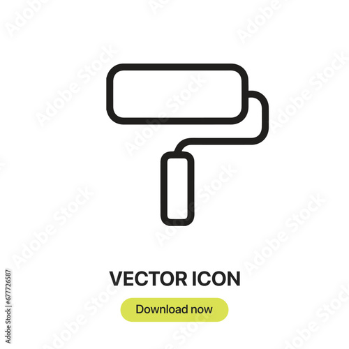 Paint Roller icon vector. Linear-style sign for mobile concept and web design. Paint Roller symbol illustration. Pixel vector graphics - Vector.