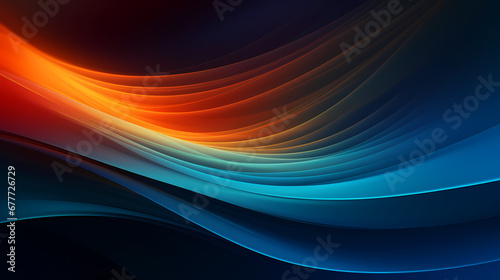 Dark blue, turquoise and orange particles natural gradient blurred swirl poster web page PPT background © jiejie