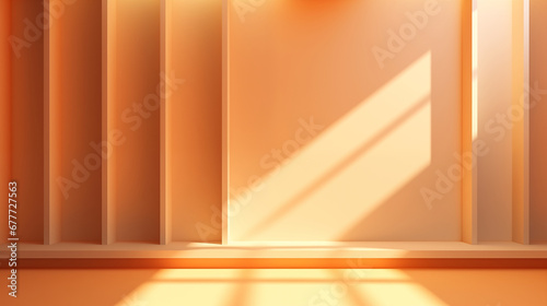 orange abstract geometric background for product presentation. Shadow and light from windows