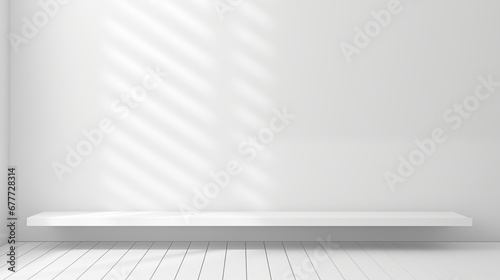 Minimal abstract light white background for product presentation. Shadow and light from windows © SixthSense