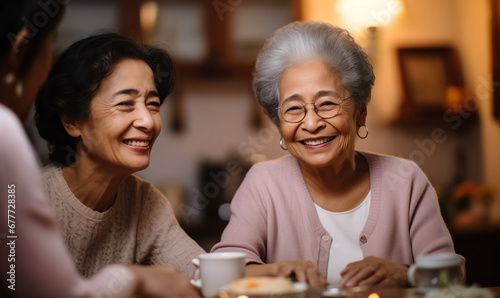 Best Friends Forever: Ethnic Senior Women Chatting over Coffee