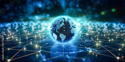 Fototapeta Naklejka Na Ścianę i Meble -  Metaverse digital world planet cyber Earth. Concept general virtual money, Abstract business crypto technology