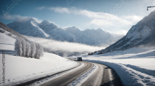 snow mountain road