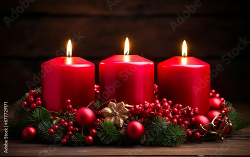 Advent wreath with four burning candles