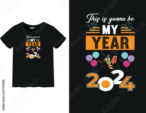 New year celebration Happy New Year, New Year 2024 | Typography style t-shirt design | male and female t-shirt 