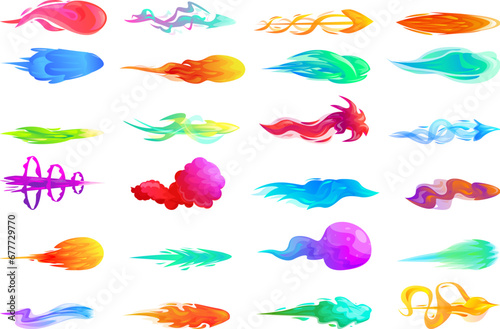 Laser gun shots icons set cartoon vector. Space laser. Plasmic bomb phaser