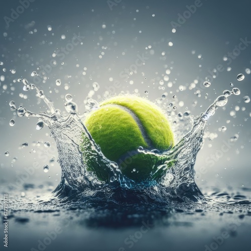 tennis ball on the water splash with simple background © Садыг Сеид-заде