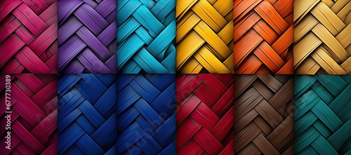  a bunch of different colored lines that are in the shape of a woven basket, with different colors of the same material. photo