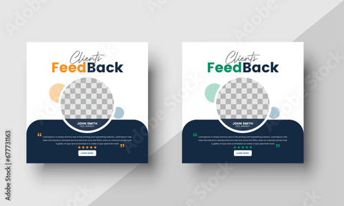 Customer feedback review or client review social media post template with two-color