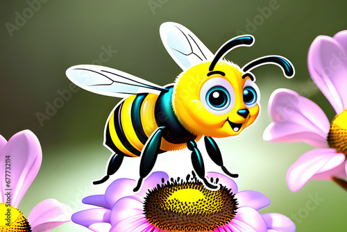 bee and flower. Generative AI