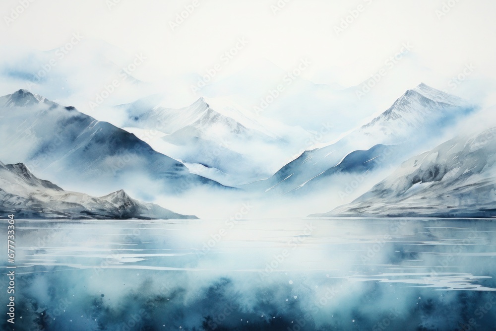 Abstract blue and grey background with snowy blue mountains