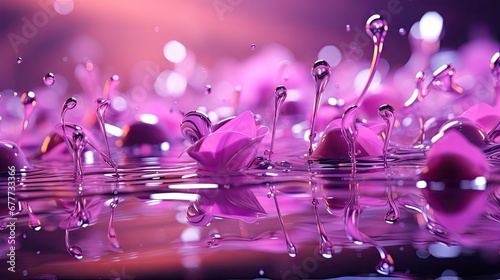  a group of water lilies floating on top of a body of water with drops of water on the bottom of the petals and in the middle of the water. generative ai