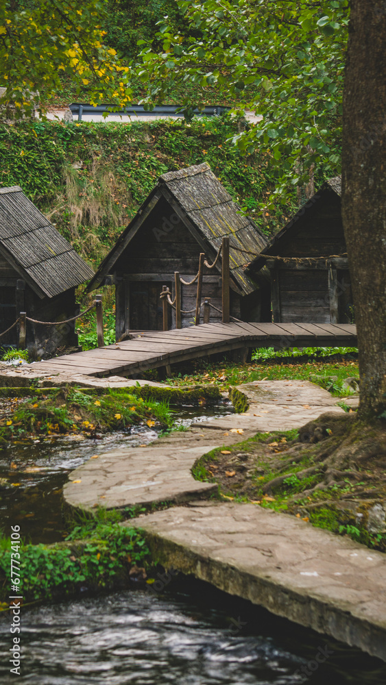 Beautiful small woode watermills in the middle of the forest, Mlincic, Bosnia and Herzegovina Beautiful small woode watermills in the middle of the forest, Mlincic, Bosnia and Herzegovina