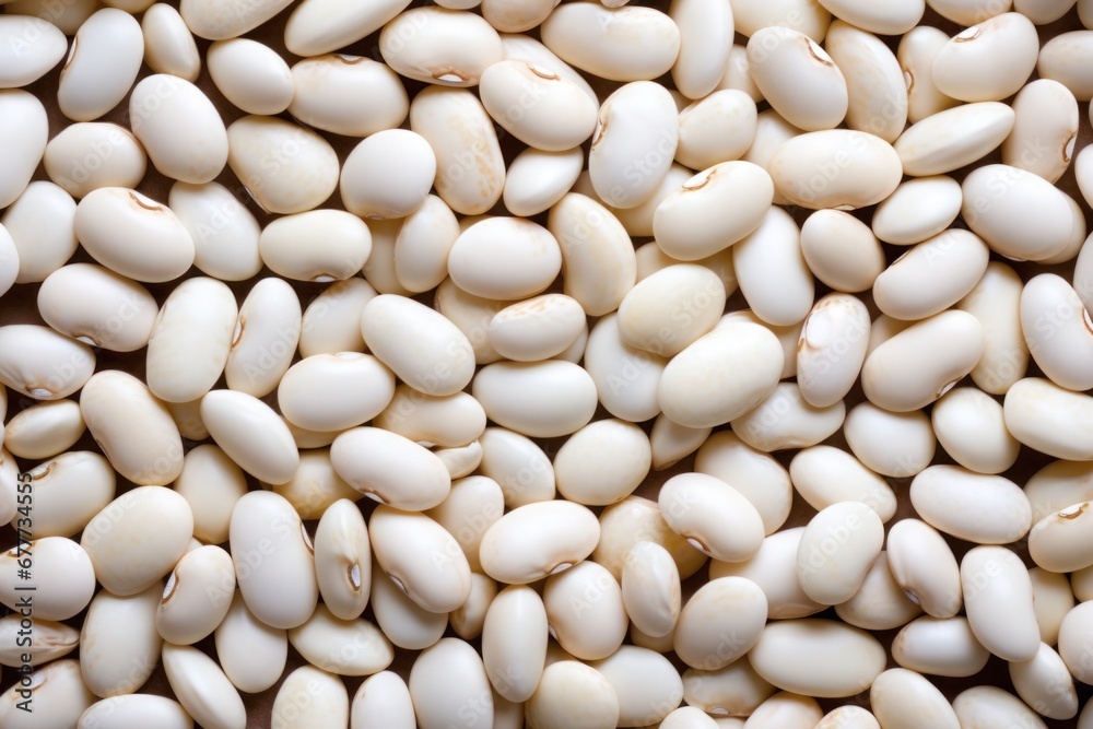White beans background, perfect for cookbooks, nutrition guides, presentations on healthy diet an lifestyle, healthy lunch or dinner