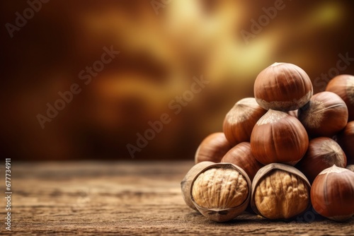 Hazelnuts background, nuts illustration, brown nuts, healthy snack, natural organic diet,  photo
