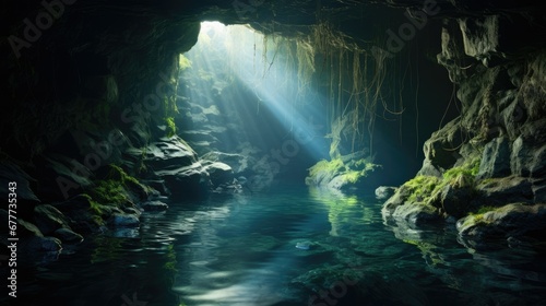 A Lake Inside a Cave Landscape Photography